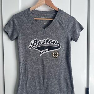 Boston Bruins |  Women's Gray V-Neck T-Shirt